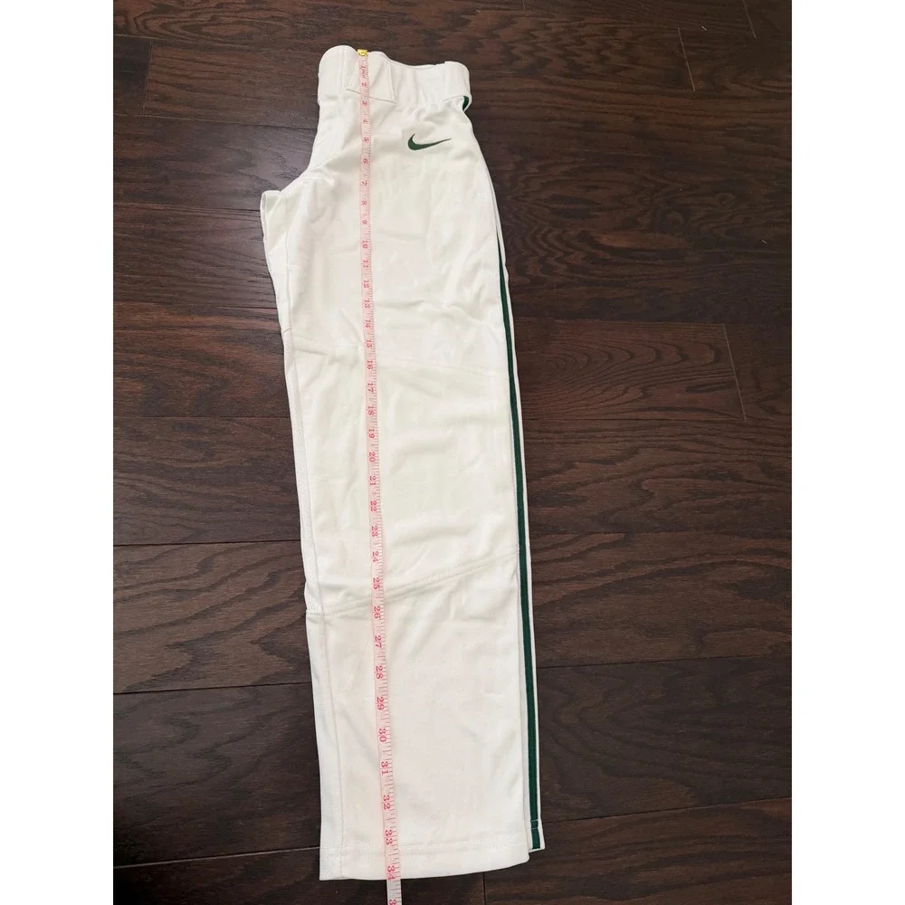 Nike Boys Large White Baseball Pants Green Stripe Team Engineered BQ6426-111 NWT
